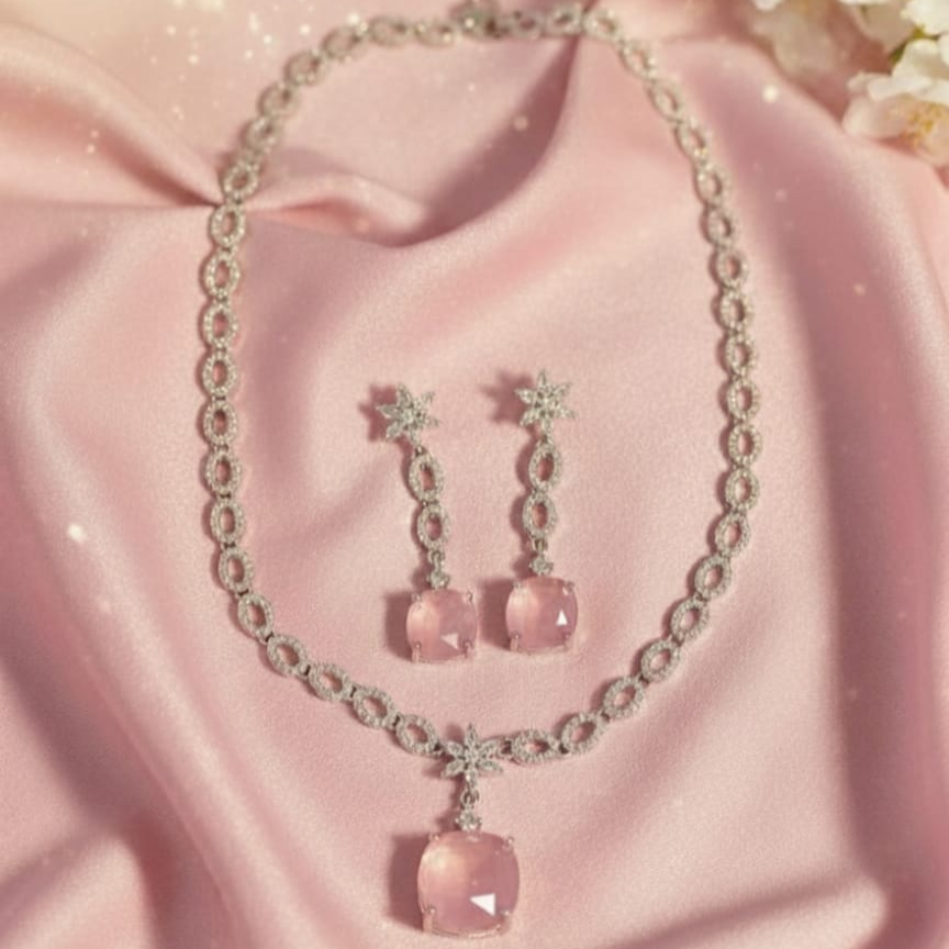 Rose Quartz Diamond-Accented “Starry Night” Jewelry Set