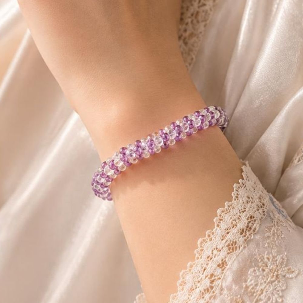 Woven Seed Bead Spiral Bangle Bracelet