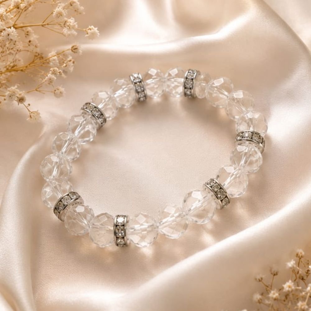 Faceted Crystal & Rhinestone Spacer Beaded Stretch Bracelet
