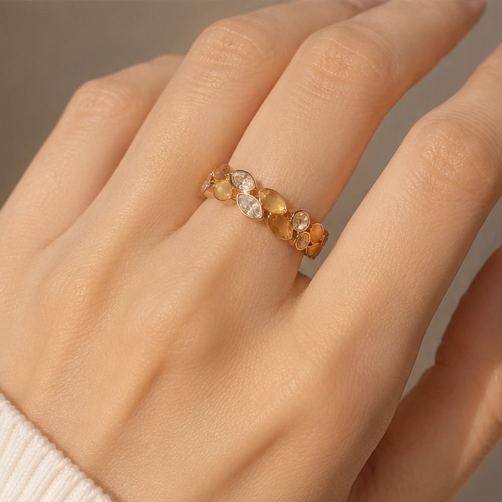 Luxe Opaline & Baguette Eternity Band Rings
