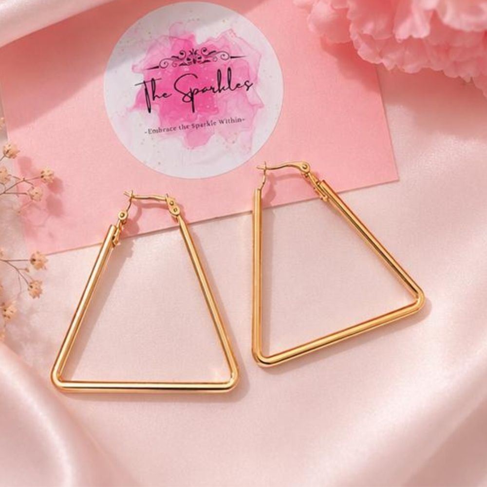 Sleek Golden Triangle Hoop Earrings