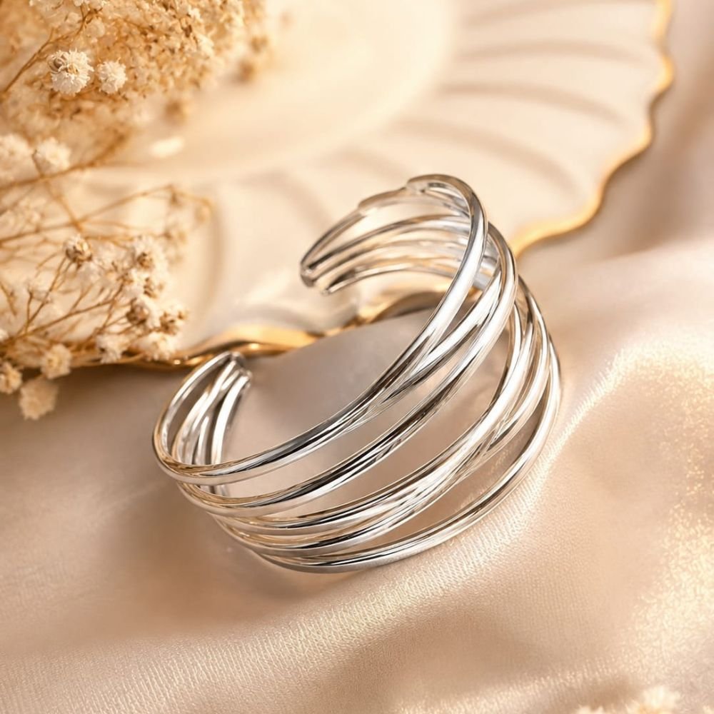 contemporary Multi-Row Open Bangle Statement Bracelet