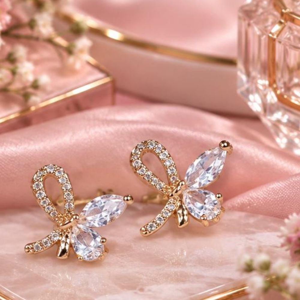 Marquise Butterfly Bow Earrings - Image 5