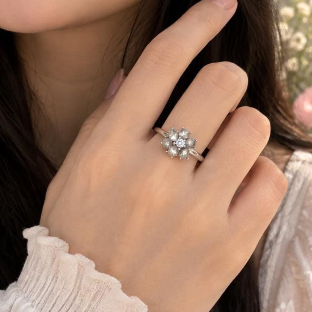 Enchanted Floral Crystal Blossom Ring