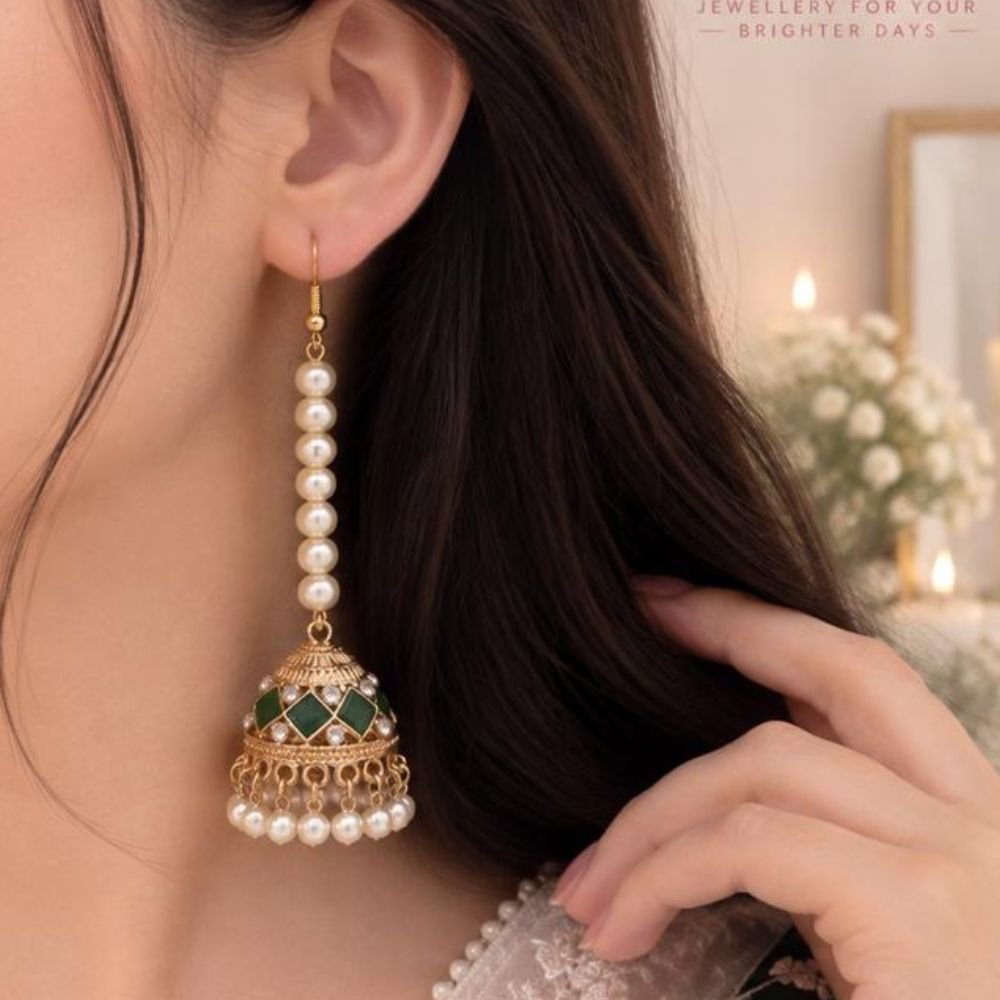 Meenakari Pearl Royale Jhumkay - Image 13
